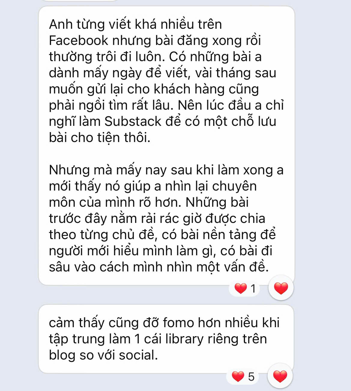 Ảnh chụp phản hồi thực tế của khách hàng sau khi xây dựng Blog và thư viện nội dung